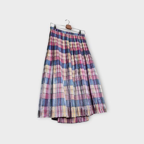 NEW J Crew Womens Pleated Midi Skirt Shimmering Plaid 6 Preppy Academia - Picture 4 of 10